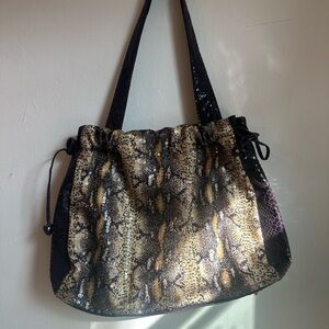 Purple | Gold Snakeskin Shoulder Bag